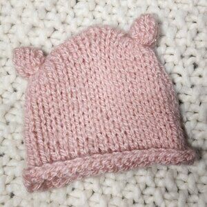 Pink knit baby hat